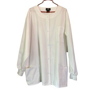 Natural Uniforms Plus size 2X Solid White Snap-Up Lab Uniform Scrub Jacket